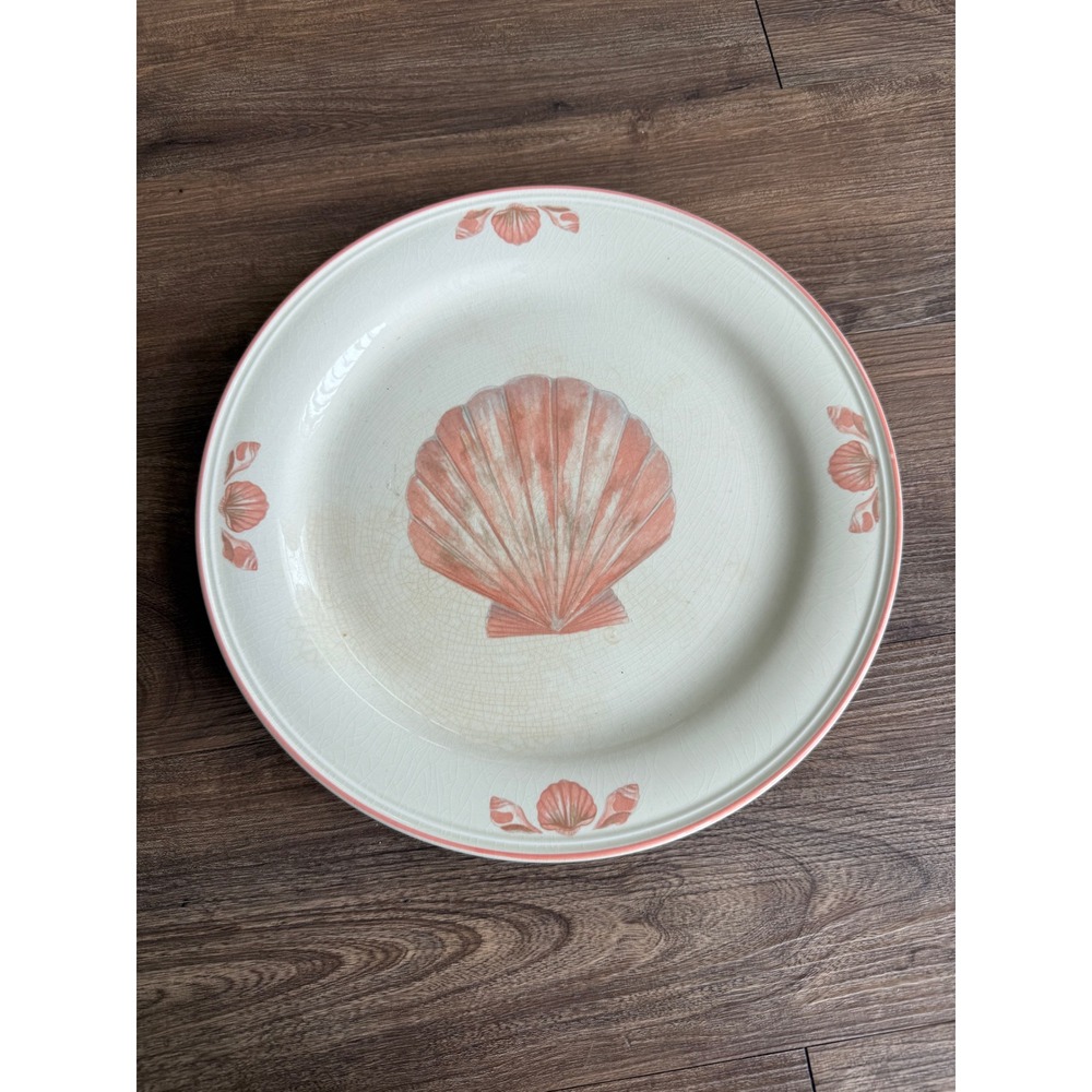 Sangostone‎ Coquille Seashell Chop Plate Vintage Coastal Pink Stoneware 12"